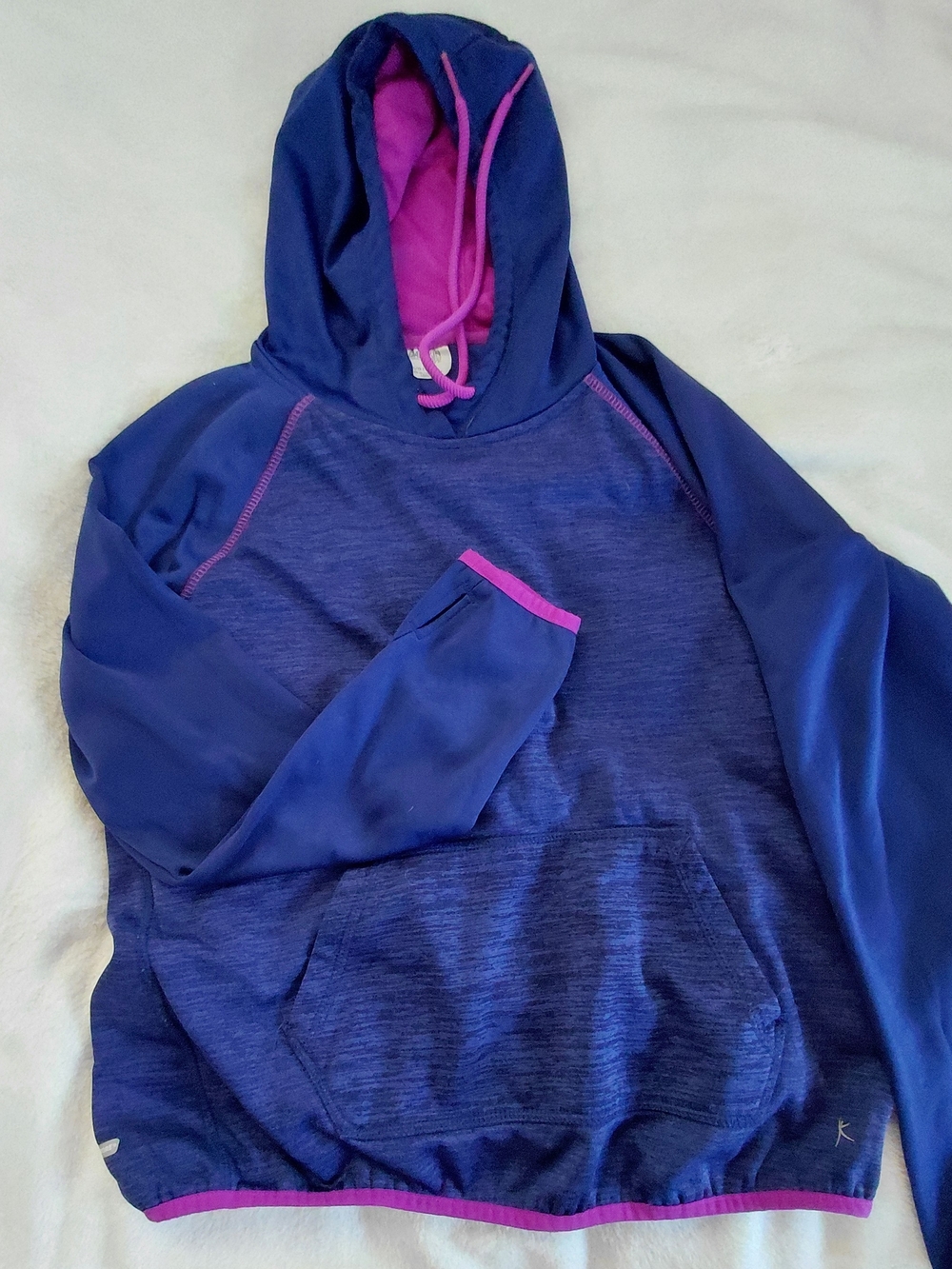 Danskin Now Womens Size L 12-14 Space Dye Athletic Hoodie Thumbholes Pink Accent